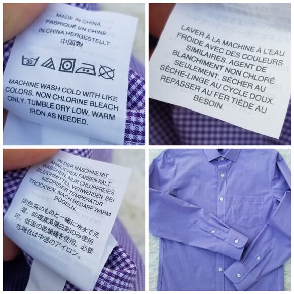 Purple Gingham Dress Shirt Wrinkle Free JCrew Factory Thompson Size S Stretch - Picture 7 of 9